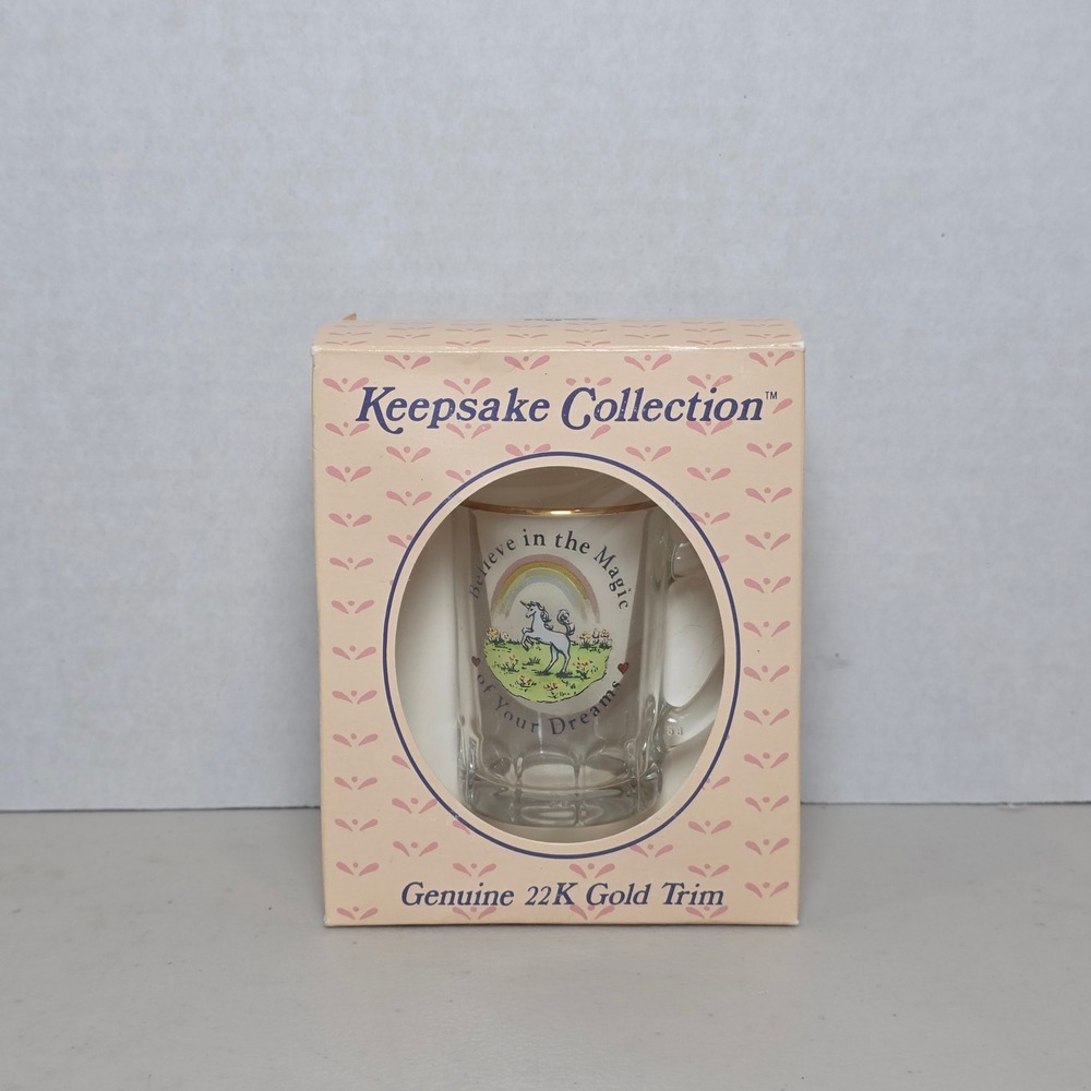VTG‎ Russ Keepsake Collection Unicorn Dreams Mini Mug 24K Gold Trim Magic Dreams